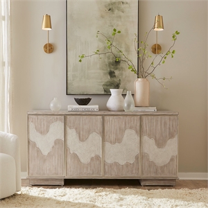 Pemberly Row 4 Door Accent Cabinet with River Texture Pattern in Gravel Gray