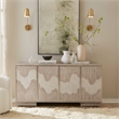 Pemberly Row 4 Door Accent Cabinet with River Texture Pattern in Gravel Gray