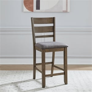 Pemberly Row Slat Back Upholstered Counter Chair Set of 2 in Brown