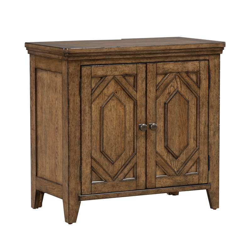 Pemberly Row 2 Door Bedside Chest with Built In Charging Station in Brown