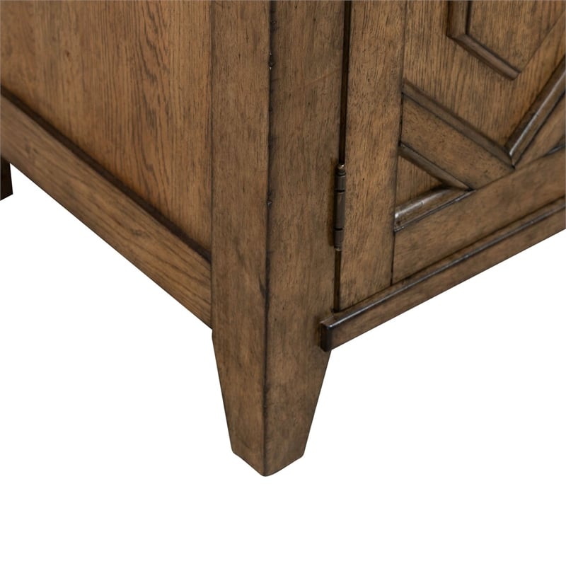 Pemberly Row 2 Door Bedside Chest with Built In Charging Station in Brown