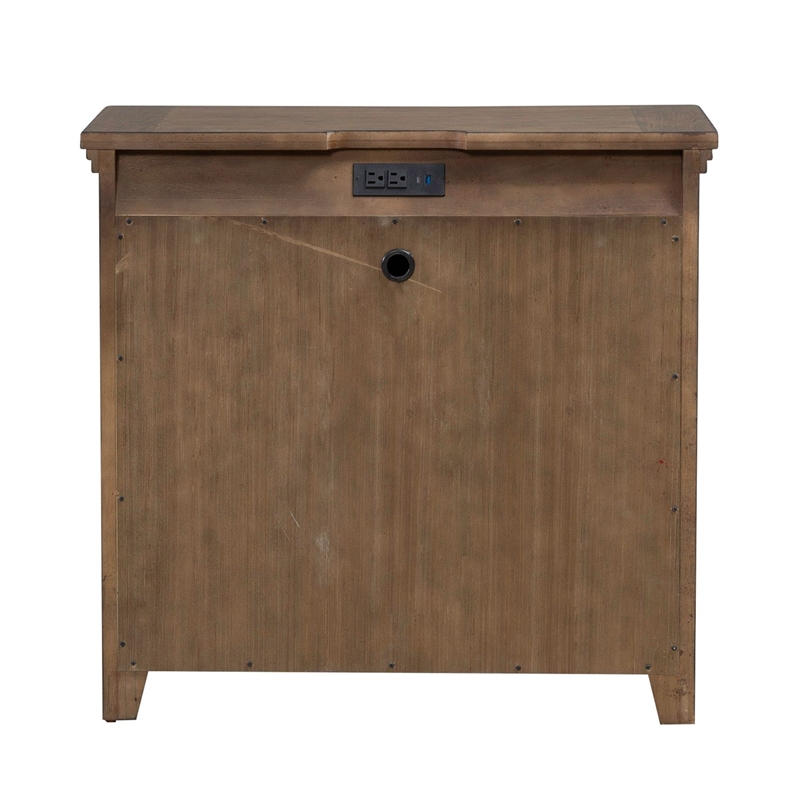 Pemberly Row 2 Door Bedside Chest with Built In Charging Station in Brown