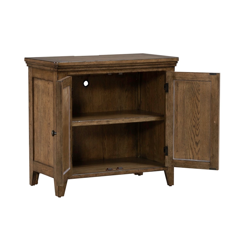 Pemberly Row 2 Door Bedside Chest with Built In Charging Station in Brown