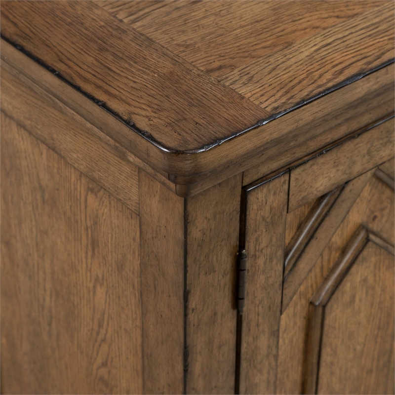 Pemberly Row 2 Door Bedside Chest with Built In Charging Station in Brown