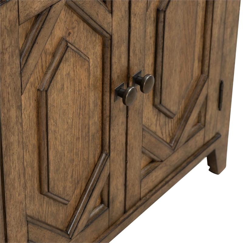 Pemberly Row 2 Door Bedside Chest with Built In Charging Station in Brown