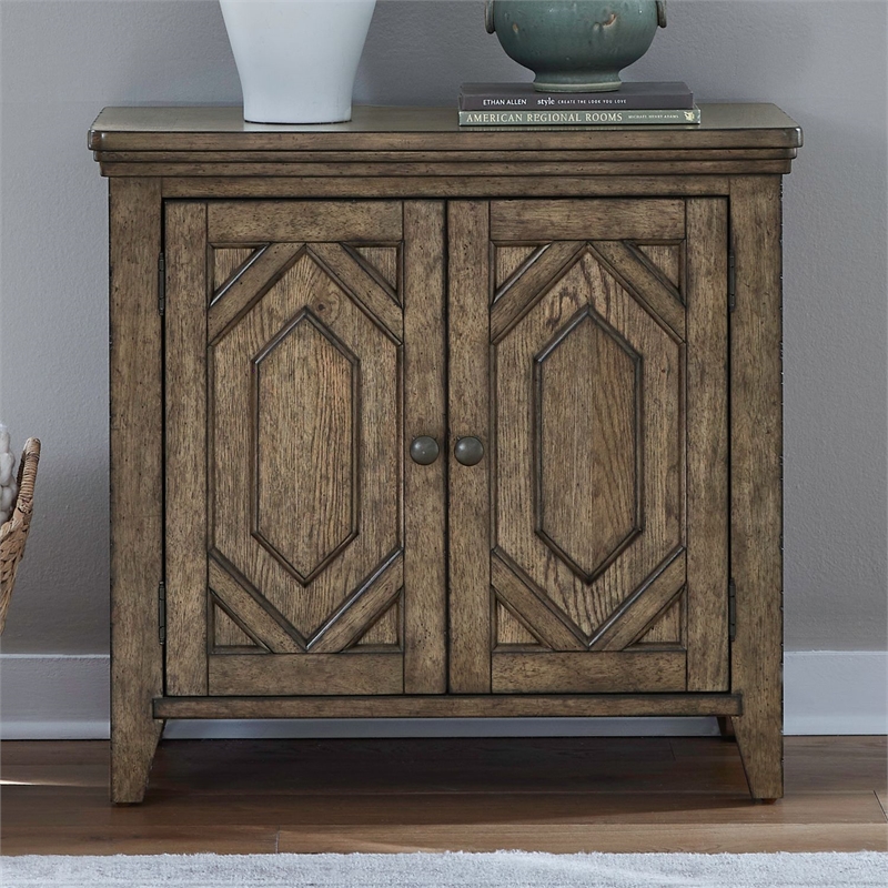 Pemberly Row 2 Door Bedside Chest with Built In Charging Station in Brown