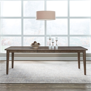 Pemberly Row Rectangular Dining Table with 20 Inch Removable Leaf in Brown