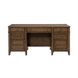Pemberly Row Jr Executive Desk with Locking File Drawers in Amber Brown