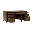 Pemberly Row Jr Executive Desk with Locking File Drawers in Amber Brown