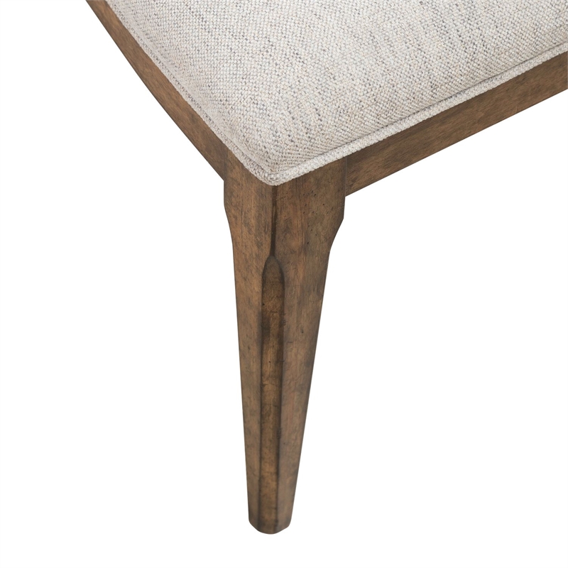 Pemberly Row Upholstered Side Chairs with Angled Wood Back Set of 2 in Brown