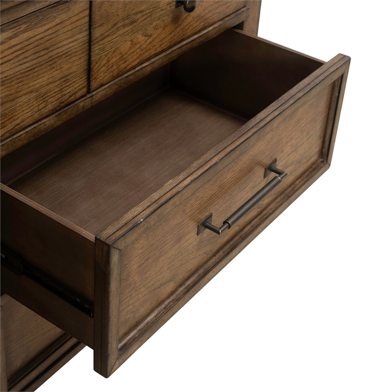 Pemberly Row 7 Drawer Bedroom Dresser with Felt and Cedar Drawers in Brown