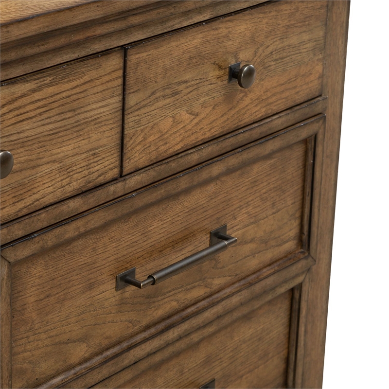 Pemberly Row 7 Drawer Bedroom Dresser with Felt and Cedar Drawers in Brown