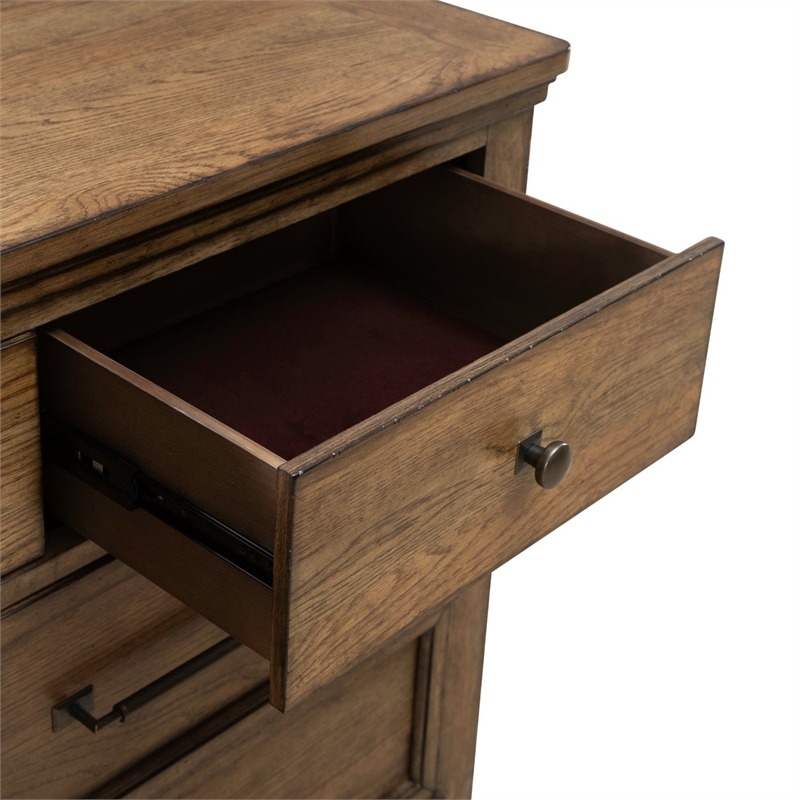 Pemberly Row 7 Drawer Bedroom Dresser with Felt and Cedar Drawers in Brown