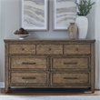Pemberly Row 7 Drawer Bedroom Dresser with Felt and Cedar Drawers in Brown