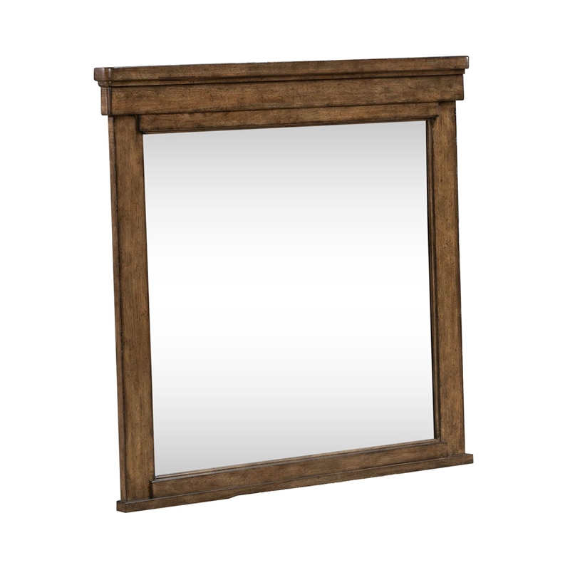 Pemberly Row 7 Drawer Bedroom Dresser and Mirror with Felt Drawers in Brown