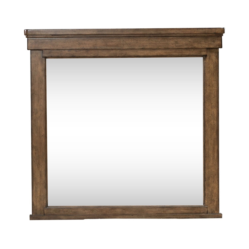 Pemberly Row 7 Drawer Bedroom Dresser and Mirror with Felt Drawers in Brown