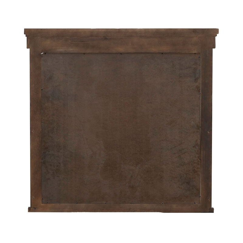 Pemberly Row 7 Drawer Bedroom Dresser and Mirror with Felt Drawers in Brown