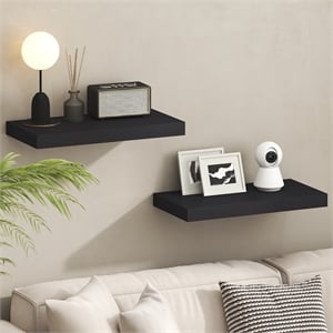 Pemberly Row 12 x 24 2-in Thick Invisible Brackets Floating Shelf in Americano