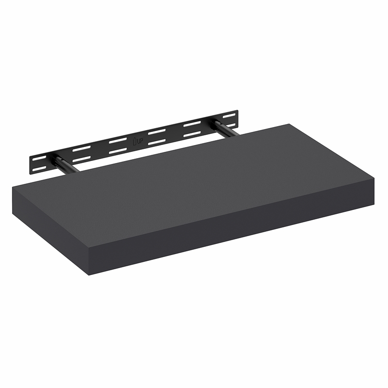 Pemberly Row 12 x 24 2-in Thick Invisible Brackets Floating Shelf in Americano