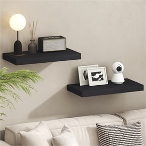 Pemberly Row Set of 2 12x24 2&quot Thick Wall Shelf Invisible Bracket in Americano