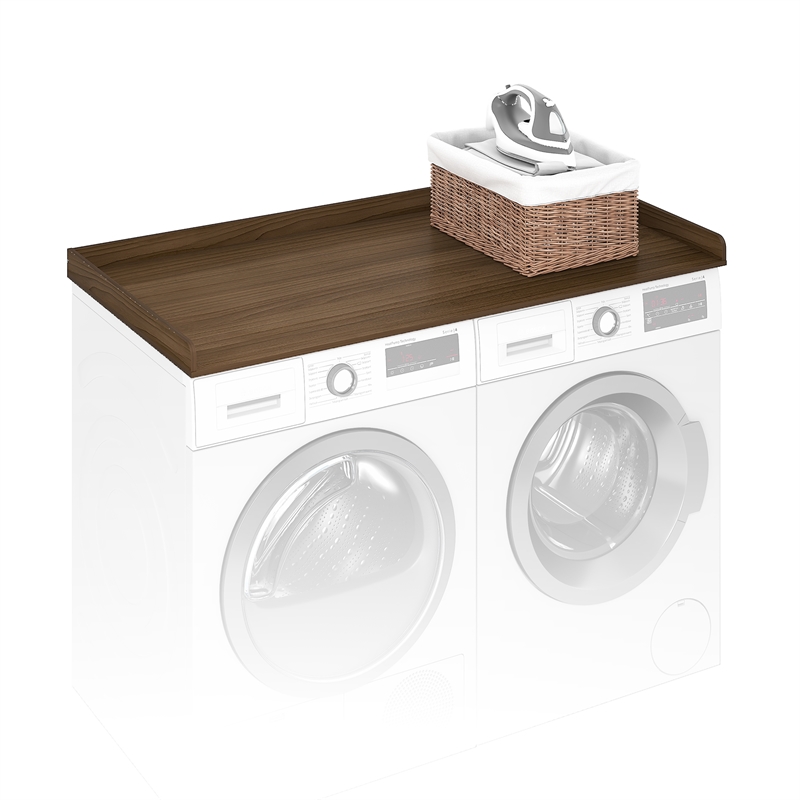 Pemberly Row 27.5 D x 54 W Washer Dryer Countertop Edge Rails in Modern Walnut