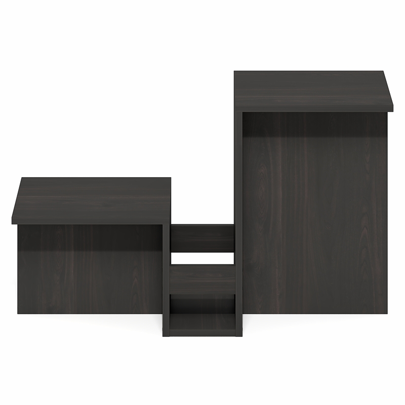 Pemberly Row Valley Shaped End Table Tiered Levels Shelf in Espresso