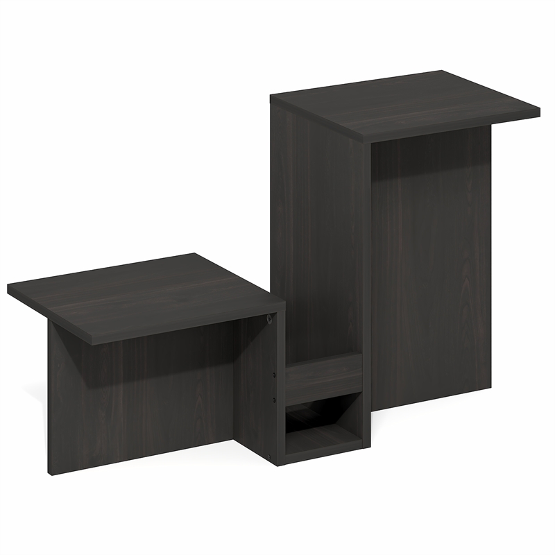 Pemberly Row Valley Shaped End Table Tiered Levels Shelf in Espresso