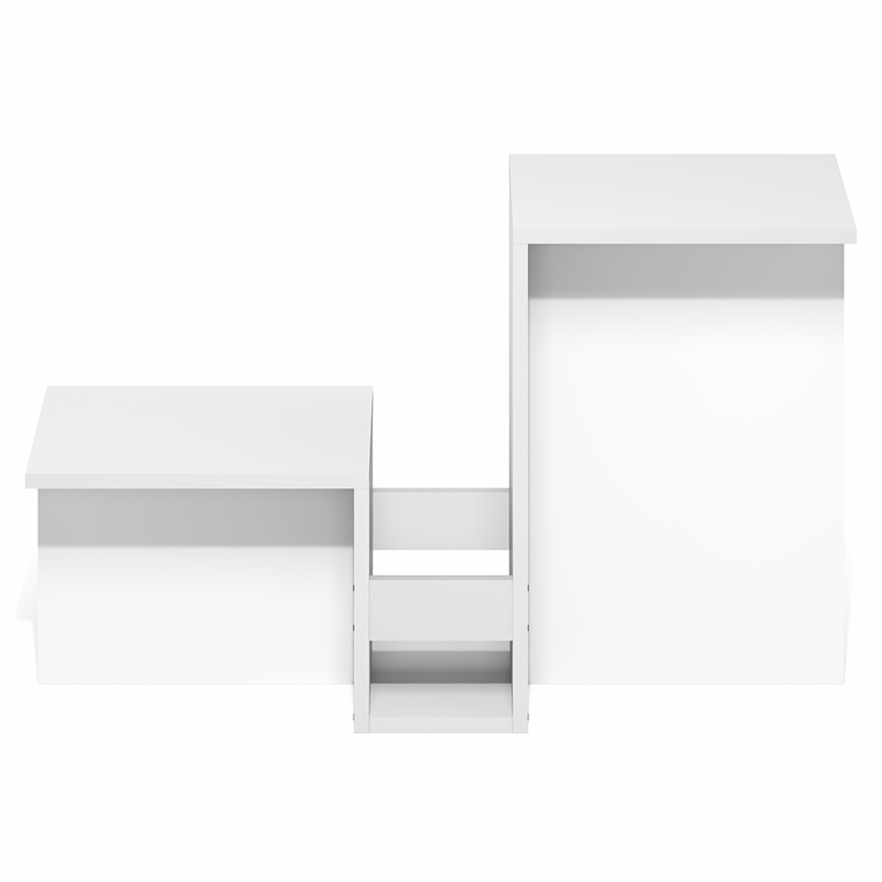 Pemberly Row Valley Shaped End Table Tiered Levels Shelf in White