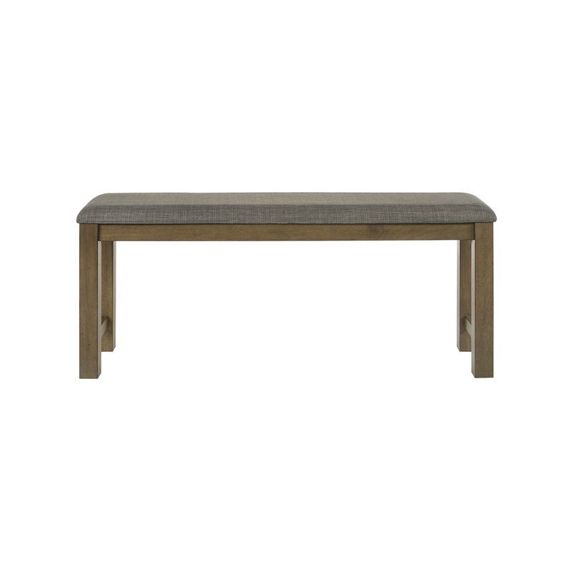 Pemberly Row Upholstered Counter Bench with Block Legs in Brown