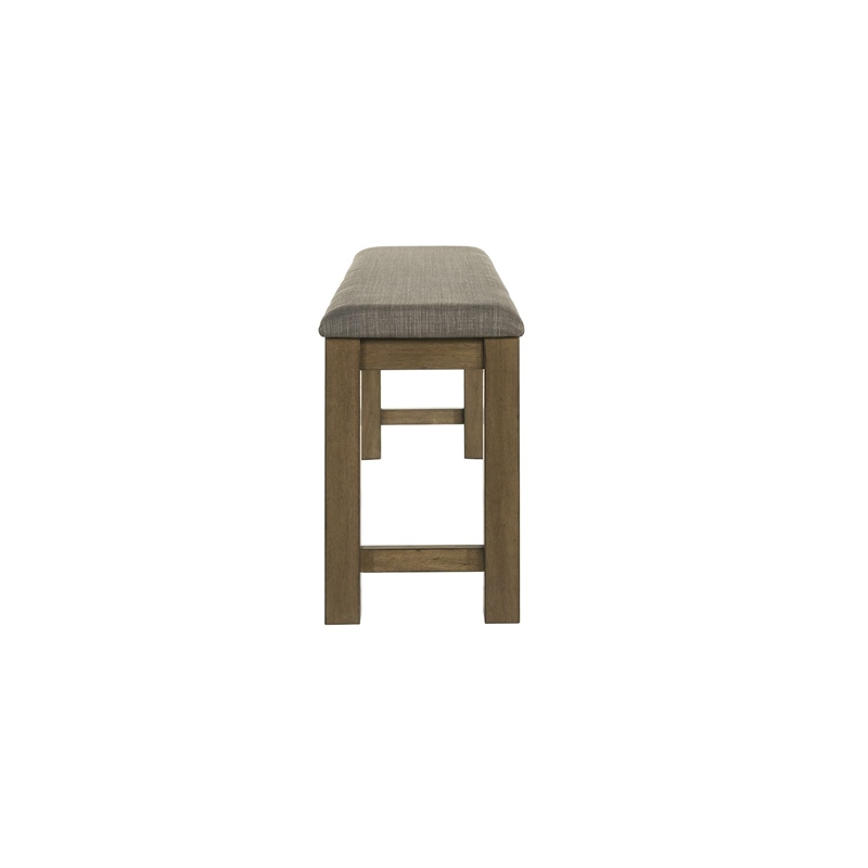 Pemberly Row Upholstered Counter Bench with Block Legs in Brown