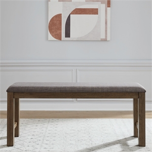 Pemberly Row Upholstered Counter Bench with Block Legs in Brown