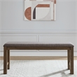 Pemberly Row Upholstered Counter Bench with Block Legs in Brown