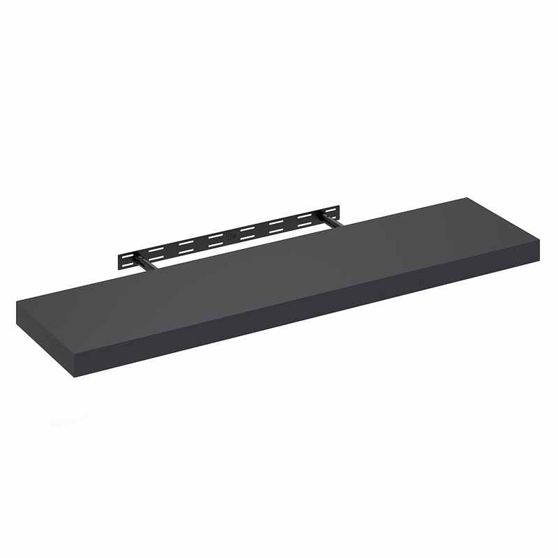 Pemberly Row 12 x 47 2-in Thick Invisible Brackets Floating Shelf in Americano
