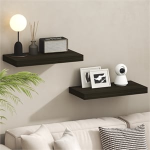 Pemberly Row 12 x 24 2-in Thick Invisible Brackets Floating Shelf in Tobacco Oak