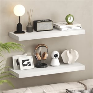 Pemberly Row 12 x 35 2-in Thick Invisible Brackets Floating Shelves in White