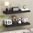 Pemberly Row 12 x 35 2-in Thick Invisible Brackets Floating Shelf in Americano