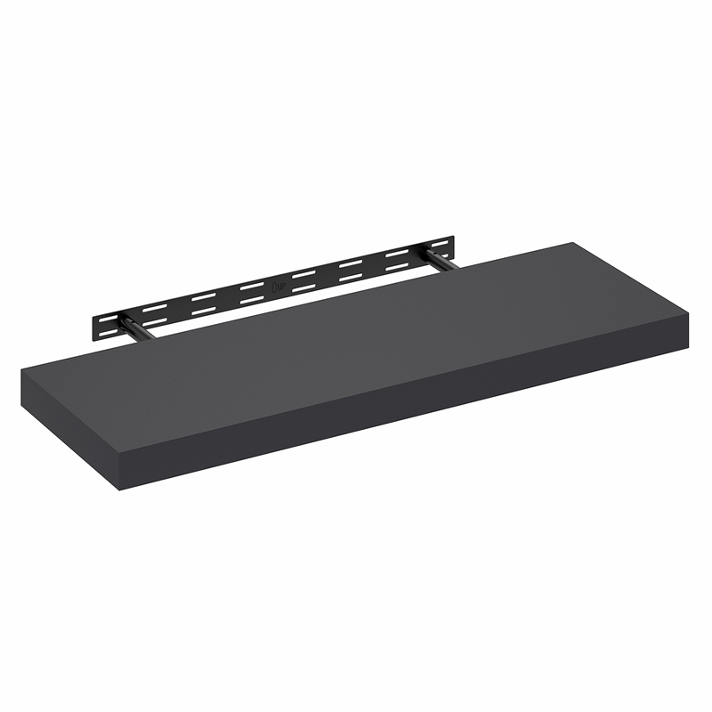 Pemberly Row 12 x 35 2-in Thick Invisible Brackets Floating Shelf in Americano