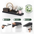 Pemberly Row 12 x 35 2-in Thick Invisible Brackets Floating Shelf in Americano