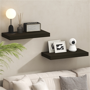 Pemberly Row Set of 2 12x24 2&quot Thick Wall Shelf Invisible Bracket in Tobacco Oak