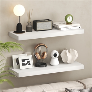 Pemberly Row Set of 2 12x35 2&quot Thick Wall Shelf Invisible Bracket in White