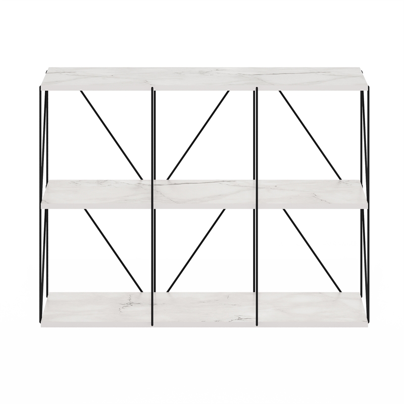 Pemberly Row 3 x 2 Flat Base Shelf Display Rack in Marble White