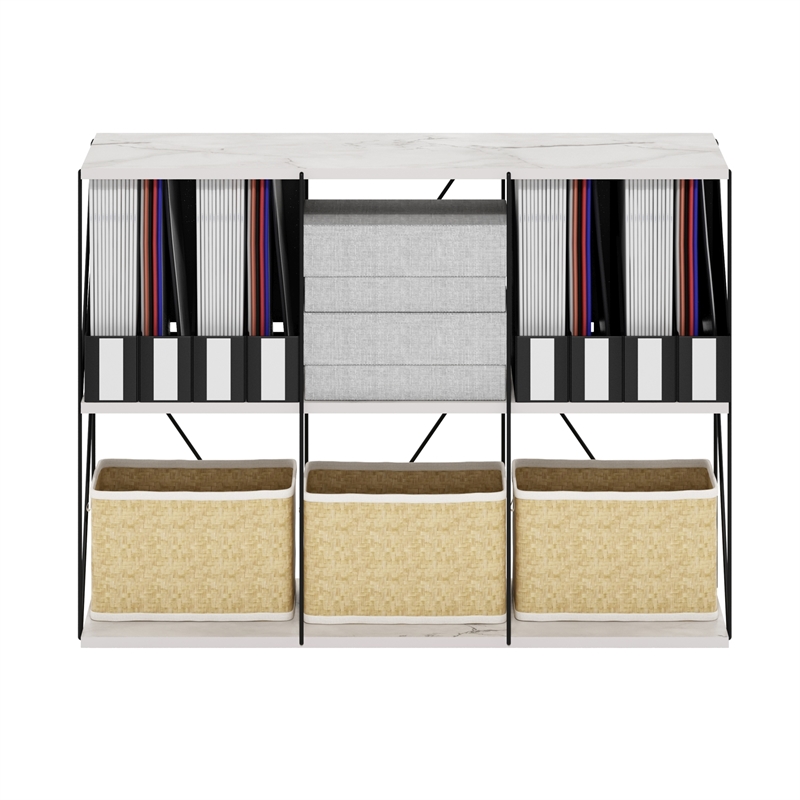 Pemberly Row 3 x 2 Flat Base Shelf Display Rack in Marble White