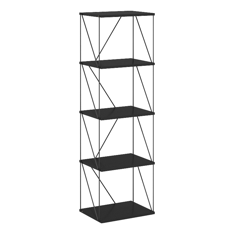 Pemberly Row 5-Tier Flat Base Shelf Display Rack Narrow in Americano