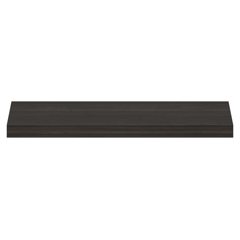 Pemberly Row 9 x 35 2-in Thick Invisible Brackets Floating Shelf in Tobacco Oak