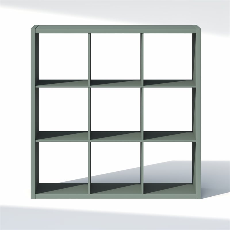 Pemberly Row 9-Cube Closet Organizer Open Shelf Extra Thick Frame in Sage Green