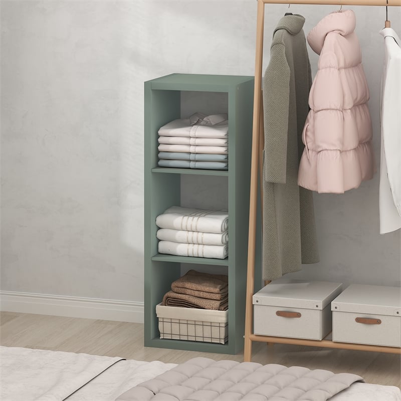 Pemberly Row 3-Cube Closet Organizer Open Shelf Extra Thick Frame in Sage Green
