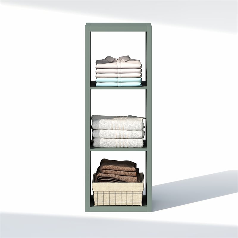 Pemberly Row 3-Cube Closet Organizer Open Shelf Extra Thick Frame in Sage Green