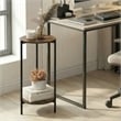 Pemberly Row 2-Tier Round Narrow Metal Frame Metal Legs End Table in Amber Pine