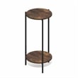 Pemberly Row 2-Tier Round Narrow Metal Frame Metal Legs End Table in Amber Pine