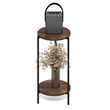 Pemberly Row 2-Tier Round Narrow Metal Frame Metal Legs End Table in Amber Pine